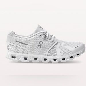 On running white sneakers